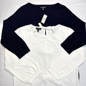 Talbots Sweater Set Of 2 Womens Medium Black White Minimalist Capsule Career NEW